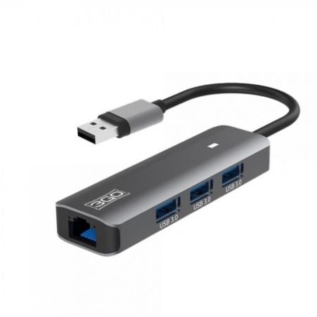 HUB USB 3-0 3GO HUB37PETH2- 3xUSB- 1xRJ45- Gris