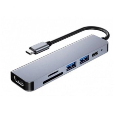 Docking USB Tipo-C 3GO HUB3UCRH4K- 3xUSB- 1xUSB Tipo-C- 1xHDMI- 1xLector tarjetas- Gris