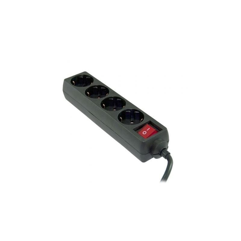 Regleta con interruptor 3GO REG4- 4 Tomas de corriente- Cable 1-7m- Negra