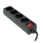 Regleta con interruptor 3GO REG4- 4 Tomas de corriente- Cable 1-7m- Negra