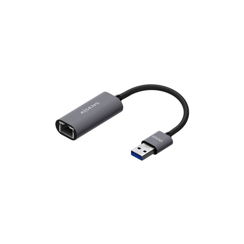 Adaptador USB 3-0 Aisens A106-0708- USB Macho - RJ45 Hembra- 15cm- Gris