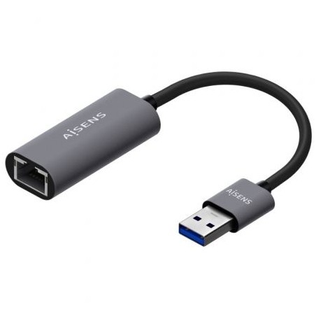 Adaptador USB 3-0 Aisens A106-0708- USB Macho - RJ45 Hembra- 15cm- Gris