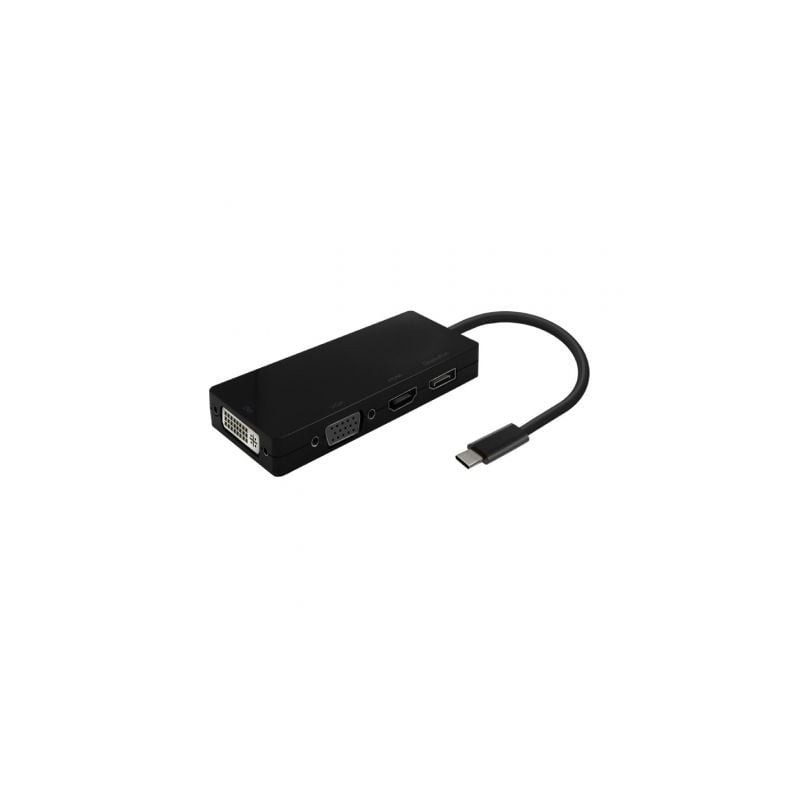 Conversor USB Tipo-C Aisens A109-0679- HDMI Hembra - VGA Hembra - DVI Hembra - DisplayPort Hembra- 15cm- Negro