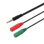 Adaptador Aisens A128-0354- Jack 3-5 Macho - 2x Jack 3-5 Hembra- 20cm- Negro