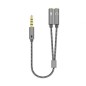 Adaptador Aisens A128-0415- Jack 3-5 Macho - 2x Jack 3-5 Hembra- 25cm- Gris