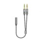 Adaptador Aisens A128-0417- Jack 3-5 Hembra - 2x Jack 3-5 Macho- 25cm- Gris