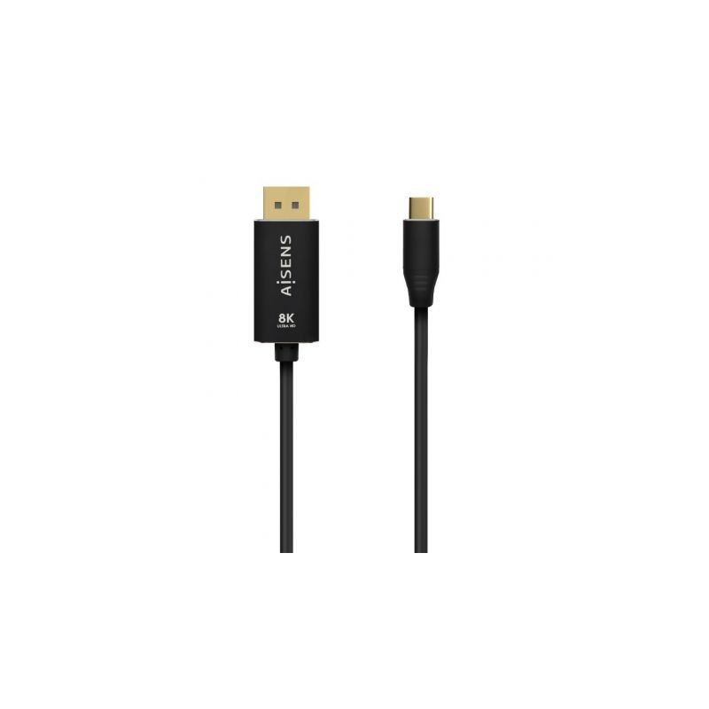 Cable Conversor DisplayPort 8K 60HZ Aisens A109-0686- USB Tipo-C Macho - DisplayPort Macho- 80cm- Negro