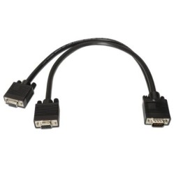 Cable Duplicador SVGA Aisens A113-0081- VGA Macho - 2x VGA Hembra- Hasta 3W- 10Mbps- 45cm- Negro