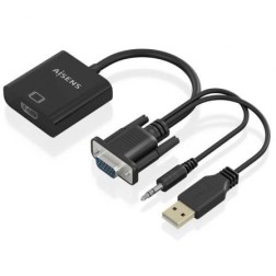 Cable Conversor Aisens A115-0872 SVGA Macho - USB Macho- Jack Macho - HDMI Hembra- 20cm- Negro