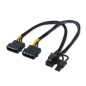 Cable Alimentación Tarjeta Gráfica Aisens A131-0165- 2x Molex Macho - Molex 6+2 PIN Macho- Hasta 54W- 20cm