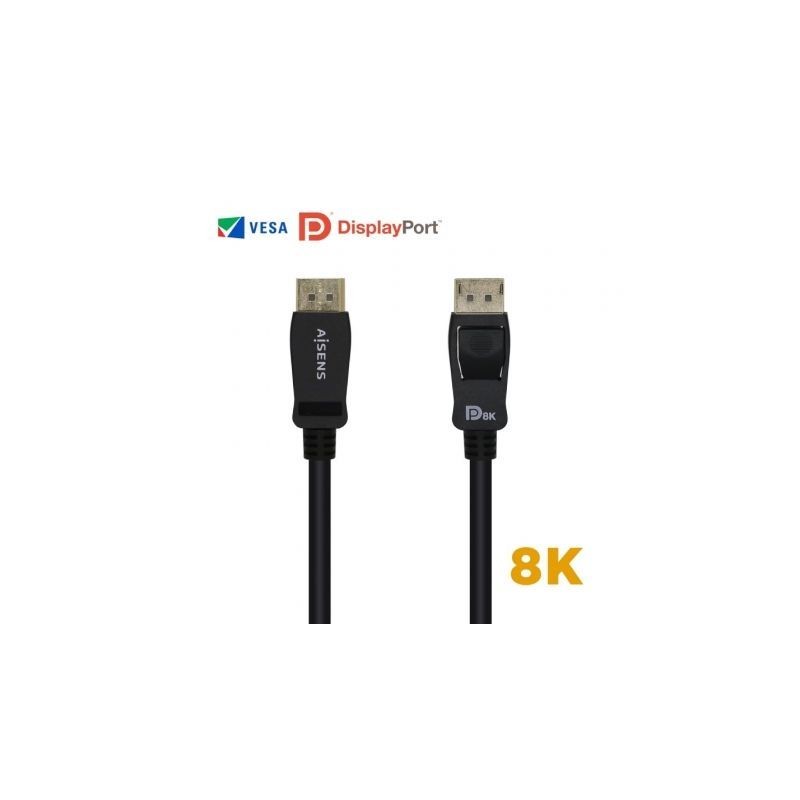 Cable DisplayPort 1-4 8K Aisens A149-0430- DisplayPort Macho - DisplayPort Macho- 50cm- Certificado- Negro