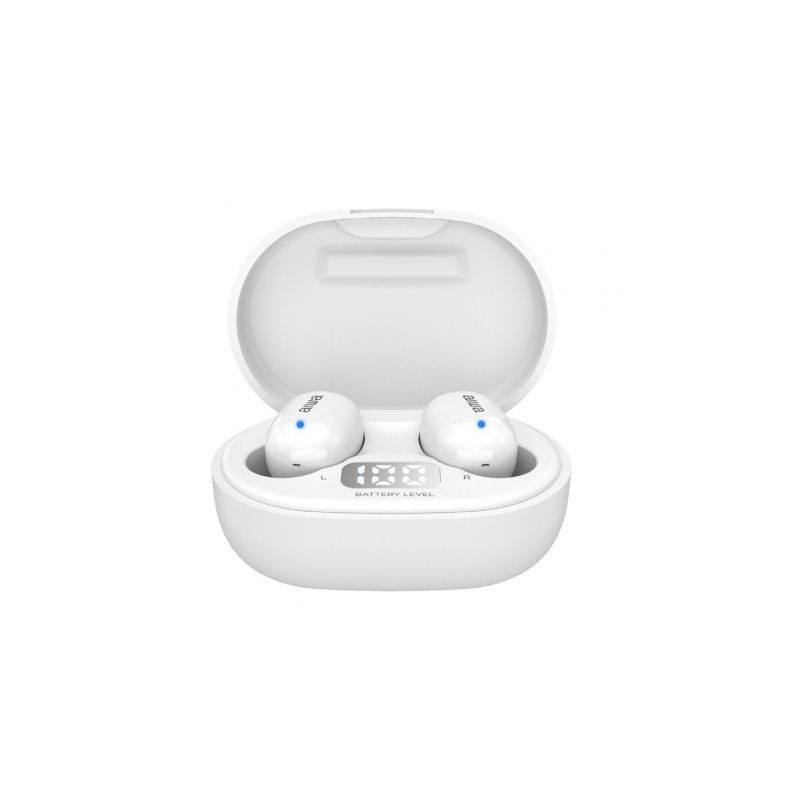 Auriculares Bluetooth Aiwa EBTW-150WTMKII con estuche de carga- Autonomía 3h- Blancos