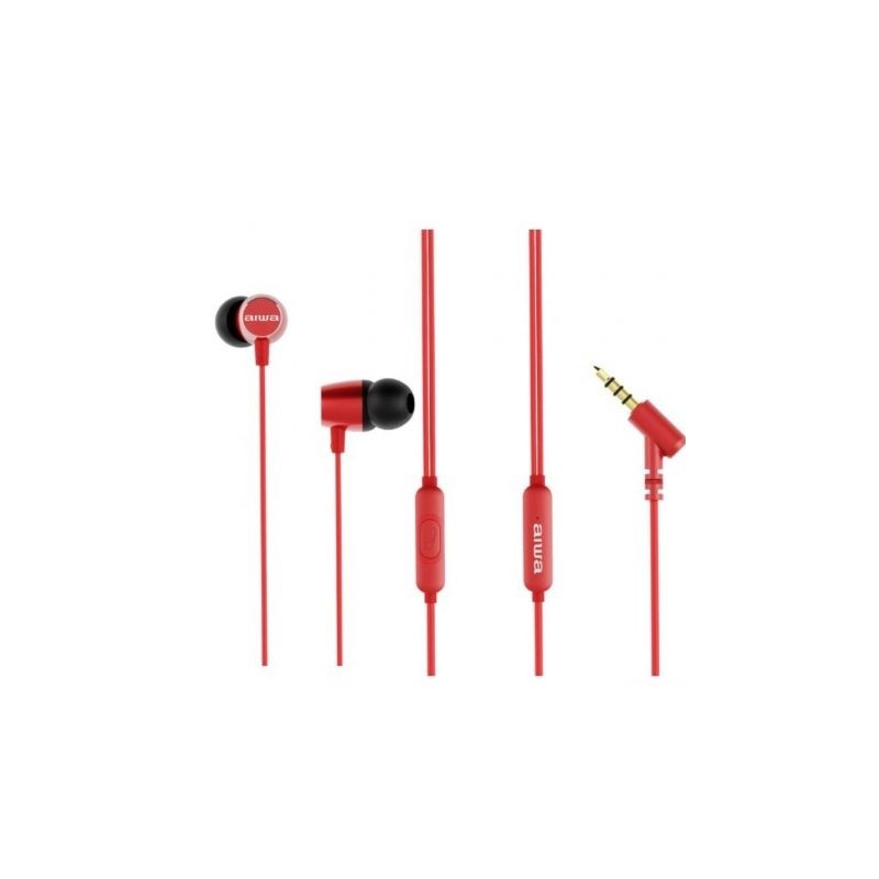 Auriculares Intrauditivos Aiwa ESTM-30RD- con Micrófono- Jack 3-5- Rojos