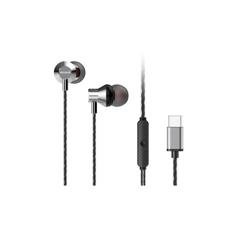 Auriculares Intrauditivos Aiwa ESTM-50USB-C-SL- con Micrófono- USB Tipo-C- Plata