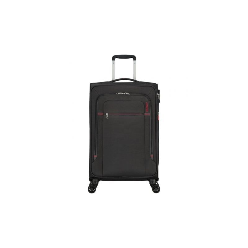 Maleta Mediana American Tourister Crosstrack Spinner Expansible 67cm- 67-5x42x27-5cm- 4 Ruedas- Gris y Rojo