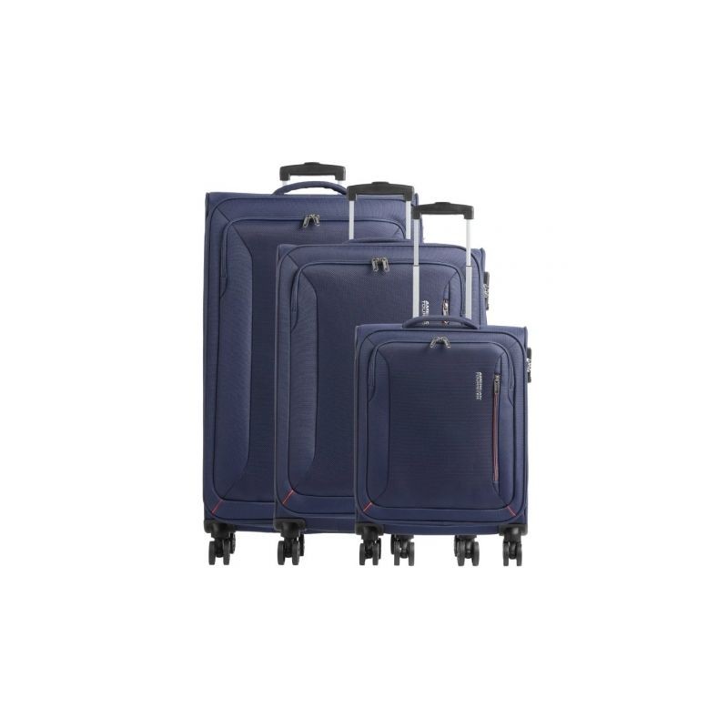 Set de 3 Maletas de Cabina American Tourister Sea Seeker Hyperspeed- 46cm - 43cm - 40cm- 4 Ruedas- Marino Combate