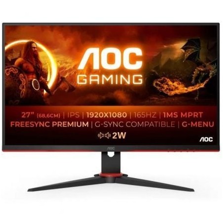 Monitor Gaming AOC 27G2SPAE-BK 27"- Full HD- 1ms- 165Hz- IPS- Multimedia- Negro y Rojo