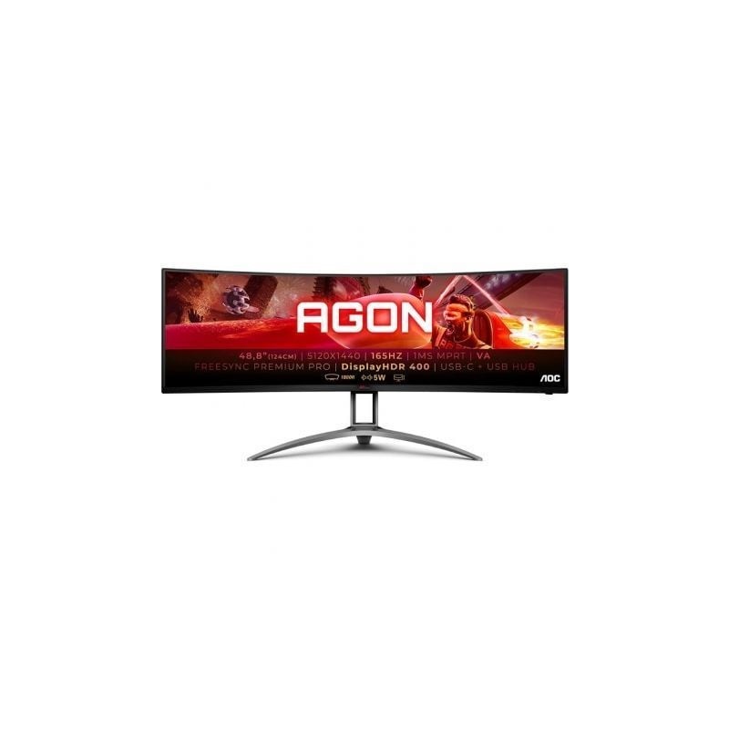 Monitor Gaming Ultrapanorámico Curvo AOC Agon AG493UCX2 48-8"- Dual QHD- 1ms- 165Hz- VA- Multimedia- Negro