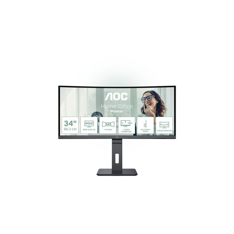 Monitor Profesional Curvo AOC CU34P3CV 34"- WQHD- Multimedia- Regulable en altura- Negro