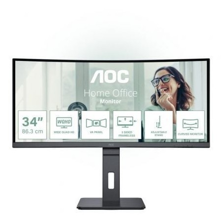 Monitor Profesional Curvo AOC CU34P3CV 34"- WQHD- Multimedia- Regulable en altura- Negro