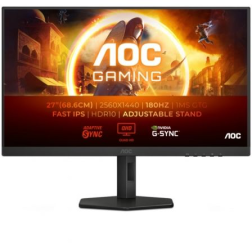 Monitor Gaming AOC Q27G4XF 27"- QHD- 0-5ms- 180Hz- IPS- Regulable en altura- Negro