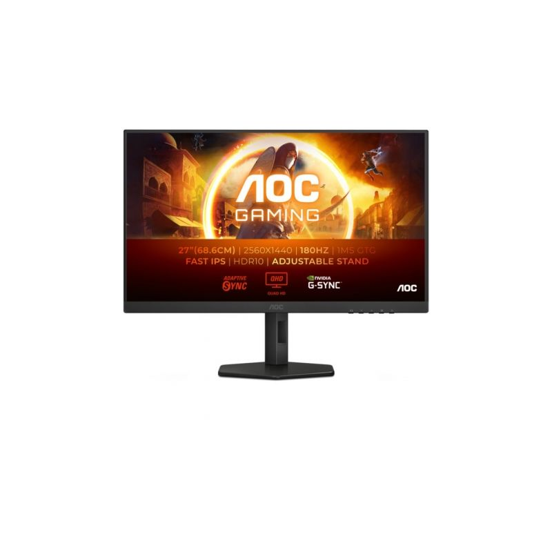 Monitor Gaming AOC Q27G4XF 27"- QHD- 0-5ms- 180Hz- IPS- Regulable en altura- Negro