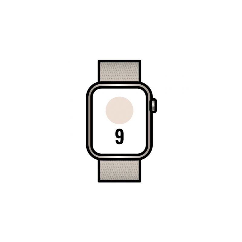 Apple Watch Series 9- GPS- 45mm- Caja de Aluminio Blanco Estrella- Correa Deportiva Loop Blanco Estrella