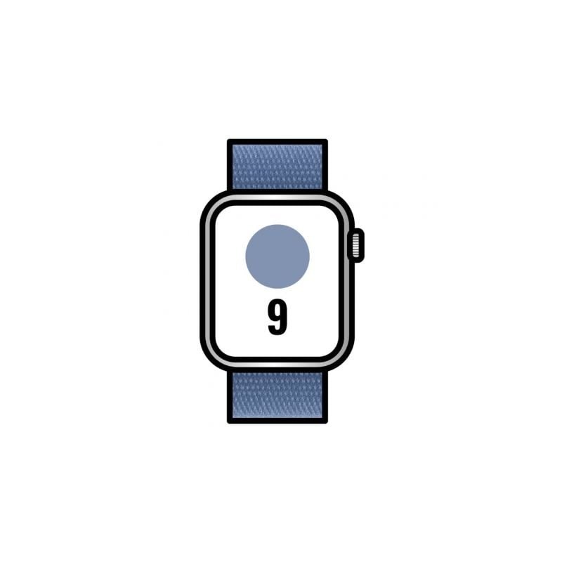 Apple Watch Series 9- GPS- 45mm- Caja de Aluminio Plata- Correa Deportiva Loop Azul Invierno