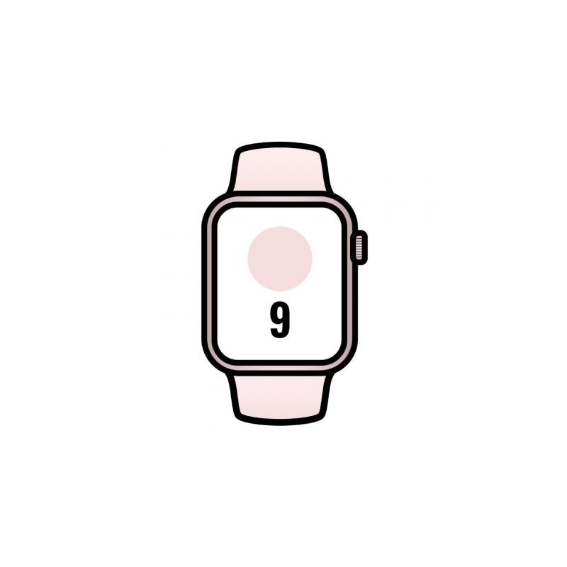 Apple Watch Series 9- GPS- 45mm- Cellular- Caja de Aluminio Rosa- Correa Deportiva Rosa Claro M-L