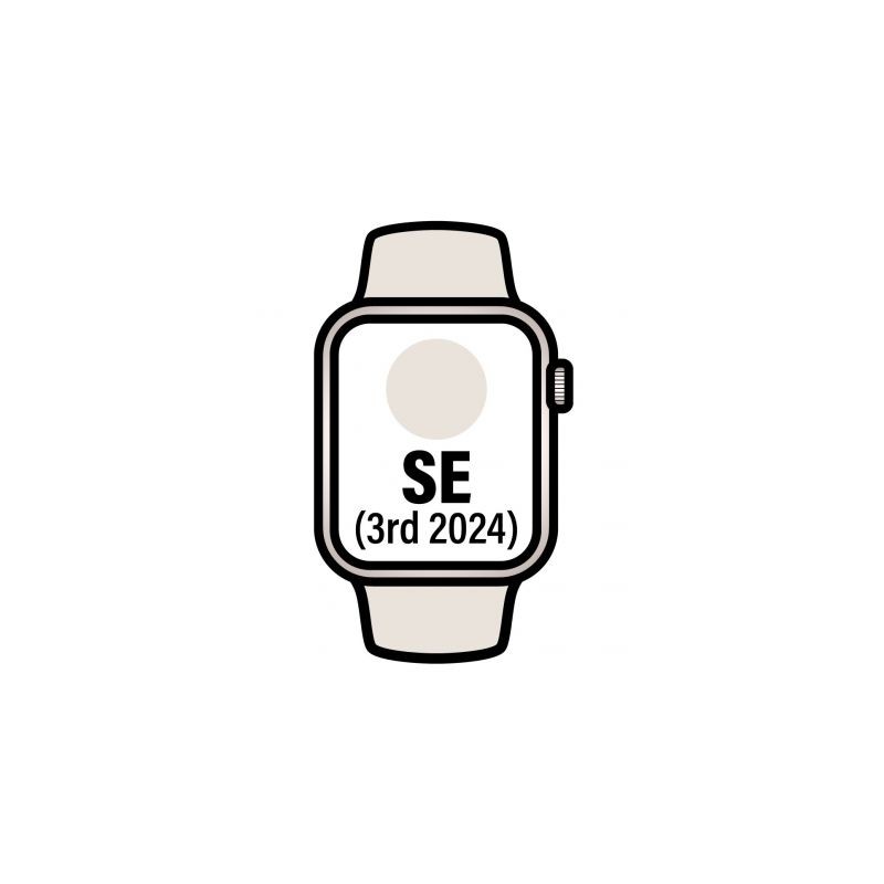 Apple Watch SE 3rd V2- GPS- 44mm- Caja de Aluminio Blanco Estrella- Correa Deportiva Blanco Estrella S-M