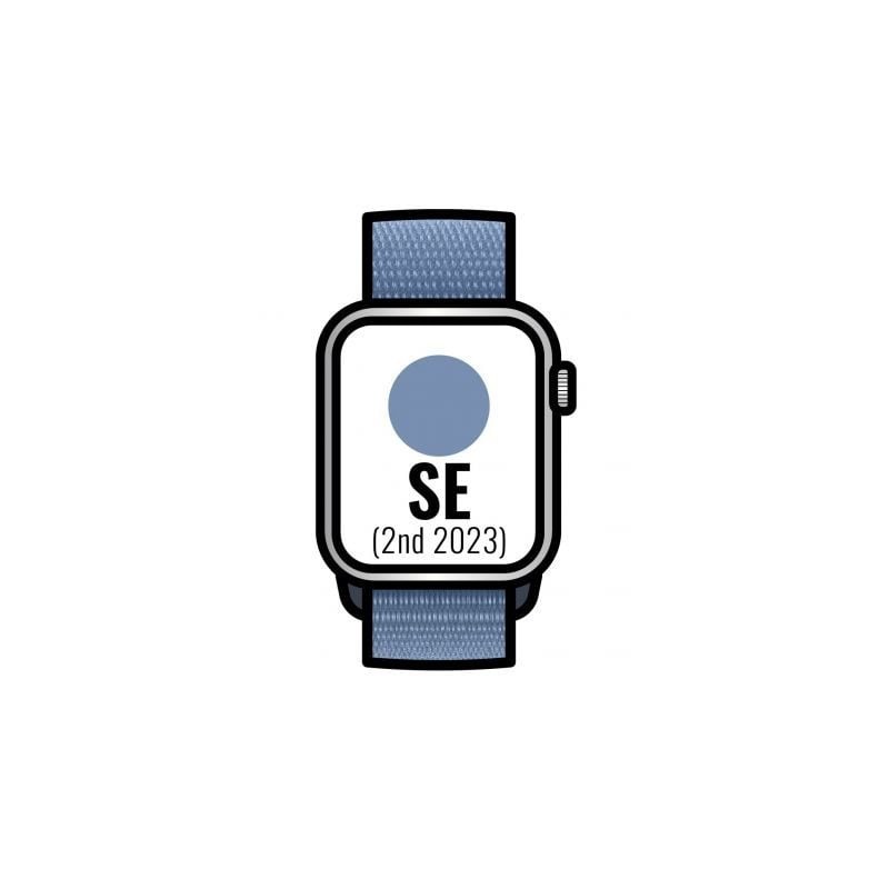 Apple Watch SE 2 Gen 2023- GPS- 44mm- Caja de Aluminio Plata- Correa Deportiva Loop Azul Invierno