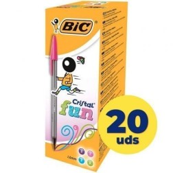 Caja de Bolígrafos de Tinta de Aceite Bic Cristal Fun 895793- 20 unidades- Colores Surtidos