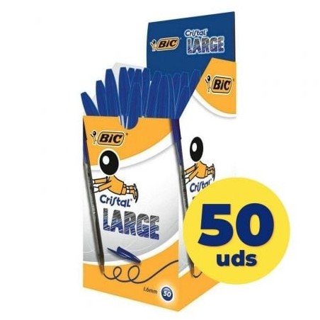 Caja de Bolígrafos de Tinta de Aceite Bic Cristal Large 880656- 50 unidades- Azules