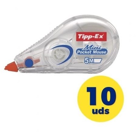 Caja de Correctores de Escritura en Cinta Bic Tipp-Ex Mini Pocket Mouse- 5mm x 5m- 10 unidades