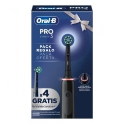 Cepillo Dental Braun Oral-B Series Pro 3 3000- Incluye 4 Recambios- Negro