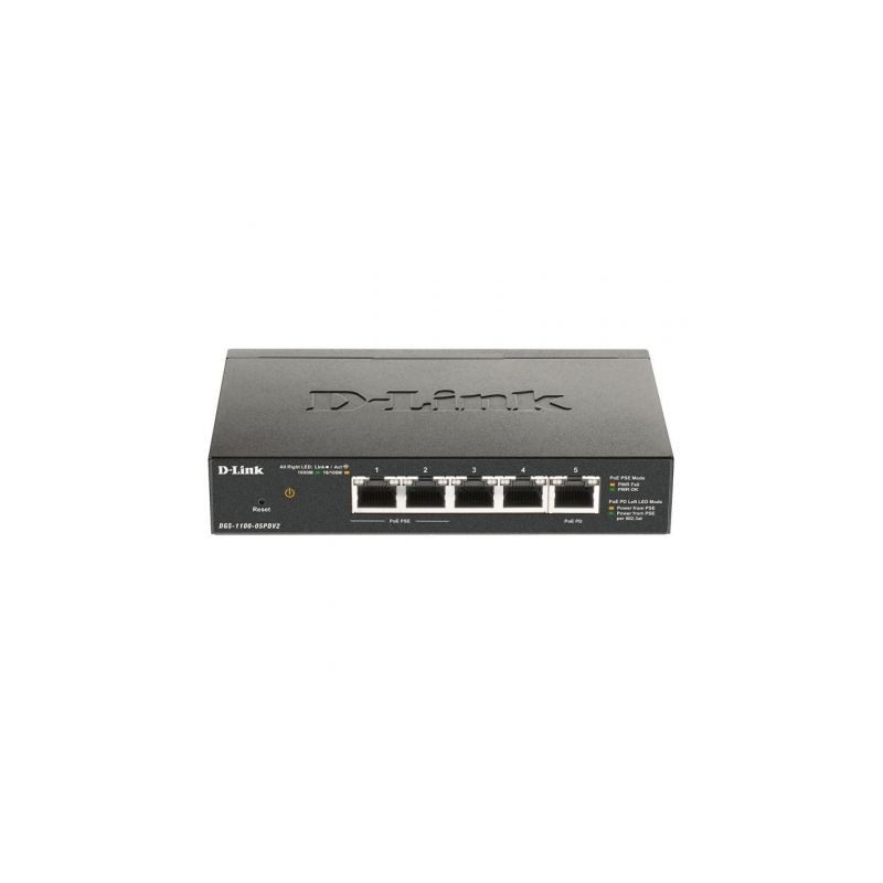 Switch Gestionable D-Link DGS-1100-05PDV2 5 Puertos- RJ-45 10-100-1000 PoE