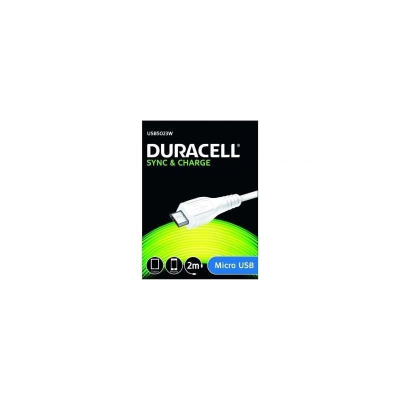 Cable USB 2-0 Duracell USB5023W- USB Macho - MicroUSB Macho- 2m- Blanco