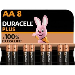 Pack de 8 Pilas AA Duracell Plus Extra Life LR6-MN1500AA8- 1-5V- Alcalinas