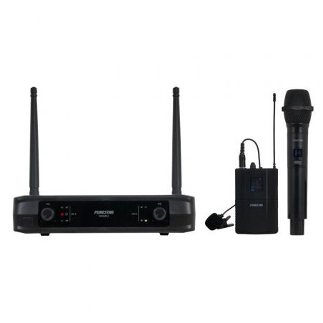 Micrófono Inalámbrico Doble Mano y Petaca UHF Fonestar SONAIR-2MP- Incluye Receptor