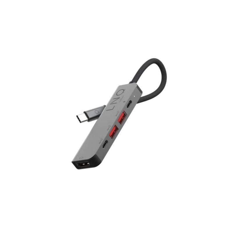 Docking USB Tipo-C Linq LQ48014- 1xUSB Tipo-C- 2xUSB- 1xHDMI 4K- 1xUSB Tipo-C PD- Gris