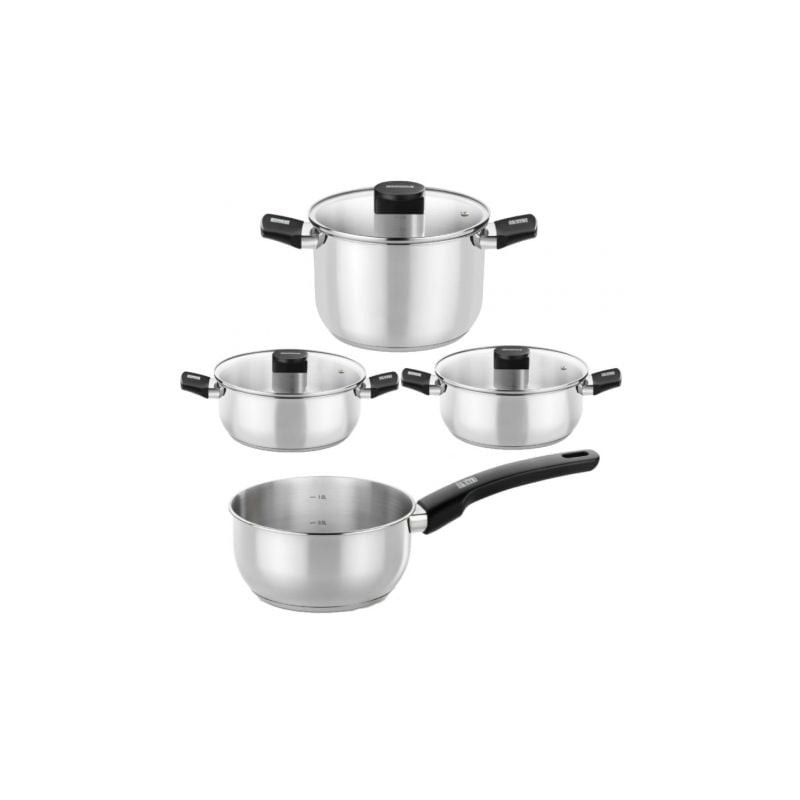 Pack Batería de Cocina Elite Monix M240001- Cazo Ø14cm- Ollas Ø24cm- Cacerolas Ø20 - 24cm- Acero Inoxidable- Apta para Inducción