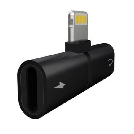 Splitter Carga y Música Myway Lightning Macho - USB Macho- Negro