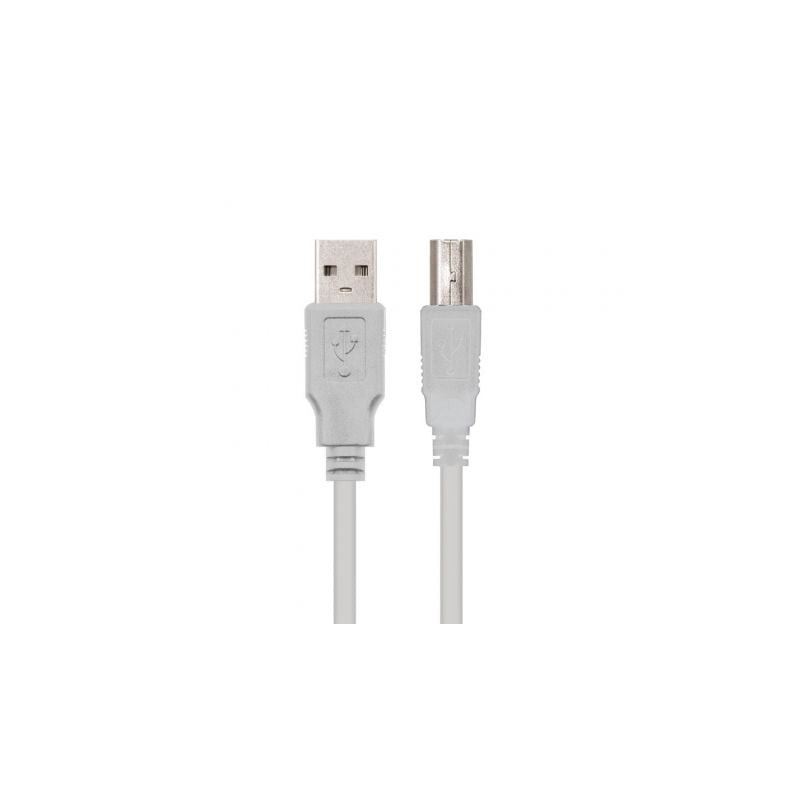 Cable USB 2-0 Impresora Nanocable 10-01-0102- USB Tipo-B Macho - USB Macho- 1m- Beige