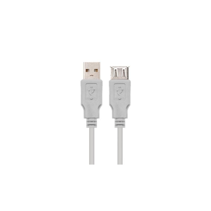 Cable Alargador USB 2-0 Nanocable 10-01-0202- USB Macho - USB Hembra- 1m- Beige