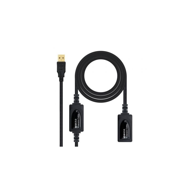 Cable Alargador USB 2-0 Nanocable 10-01-0213- USB Macho - USB Hembra- 15m- Negro