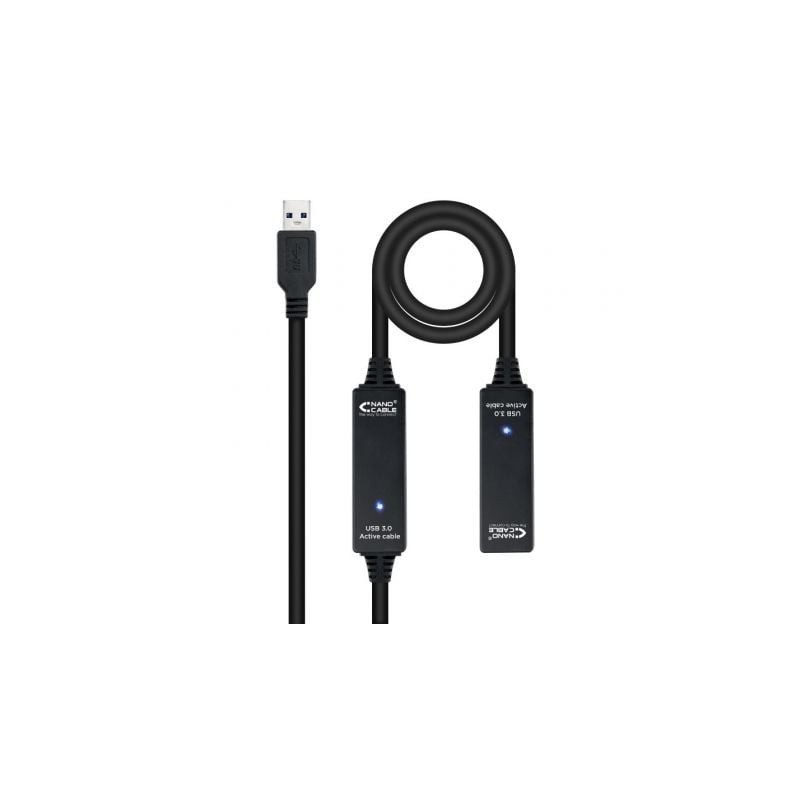 Cable Alargador USB 3-0 Nanocable 10-01-0313- USB Macho - USB Hembra- 15m- Negro