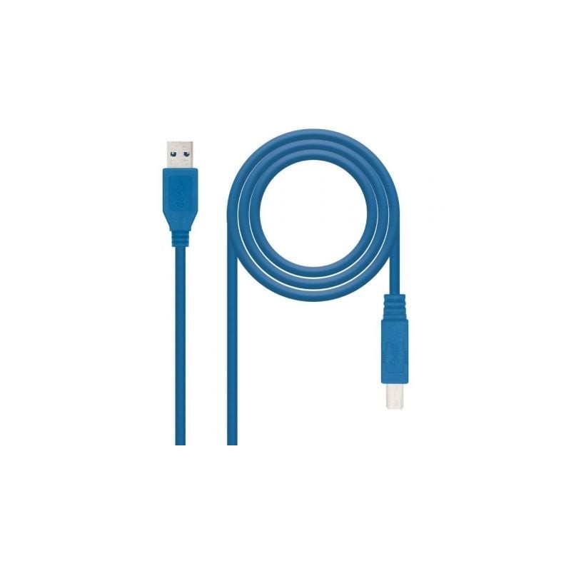 Cable USB 3-0 Impresora Nanocable 10-01-0802-BL- USB Tipo-B Macho - USB Macho- 2m- Azul