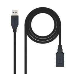 Cable Alargador USB 3-0 Nanocable 10-01-0901-BK- USB Macho - USB Hembra- 1m- Negro