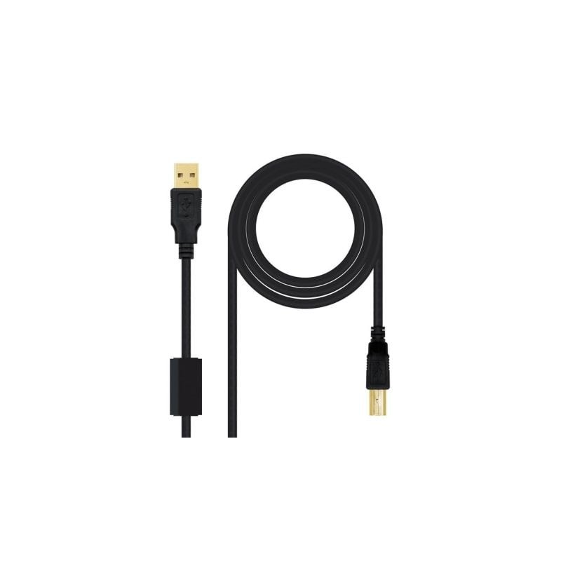 CABLE FERRITA USB(A) 2-0 A USB(B) 2-0 NANOCABLE 2M NEGRO