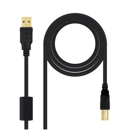 Cable USB 2-0 Impresora Nanocable 10-01-1202- USB Tipo-B Macho - USB Macho - 2m- Negro